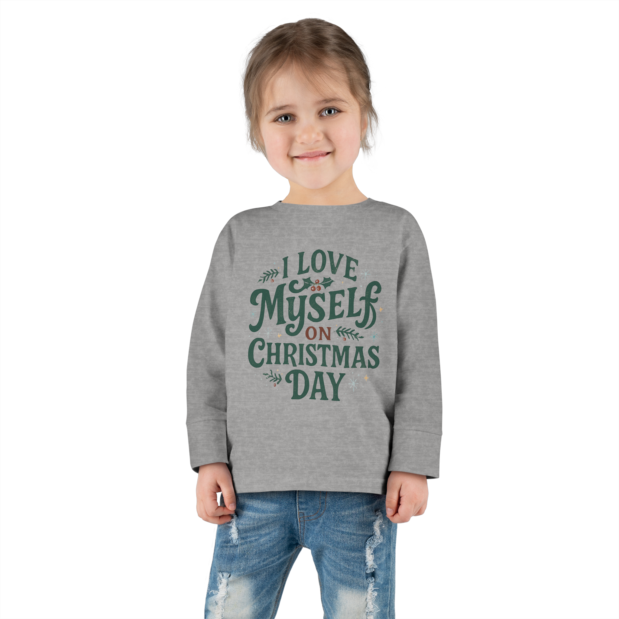 Toddler I Love Myself on Christmas Day Long Sleeve Tee #11172025-1