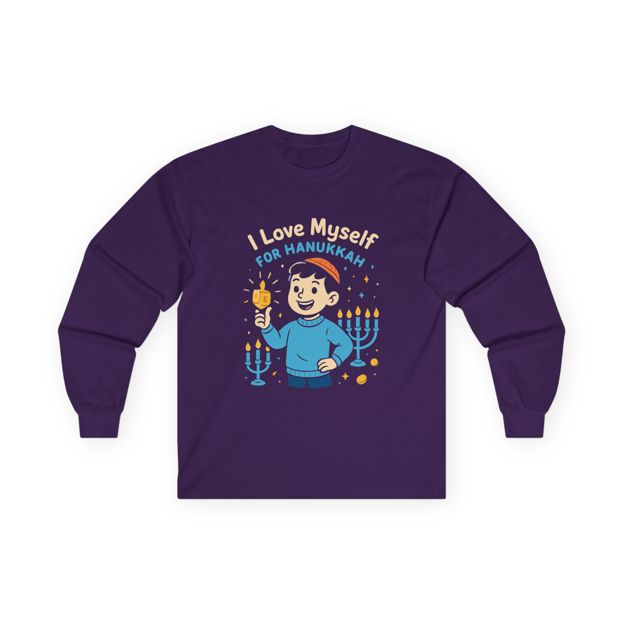 Adult I Love Myself For Hanukkah Long Sleeve Tee #11222025-5