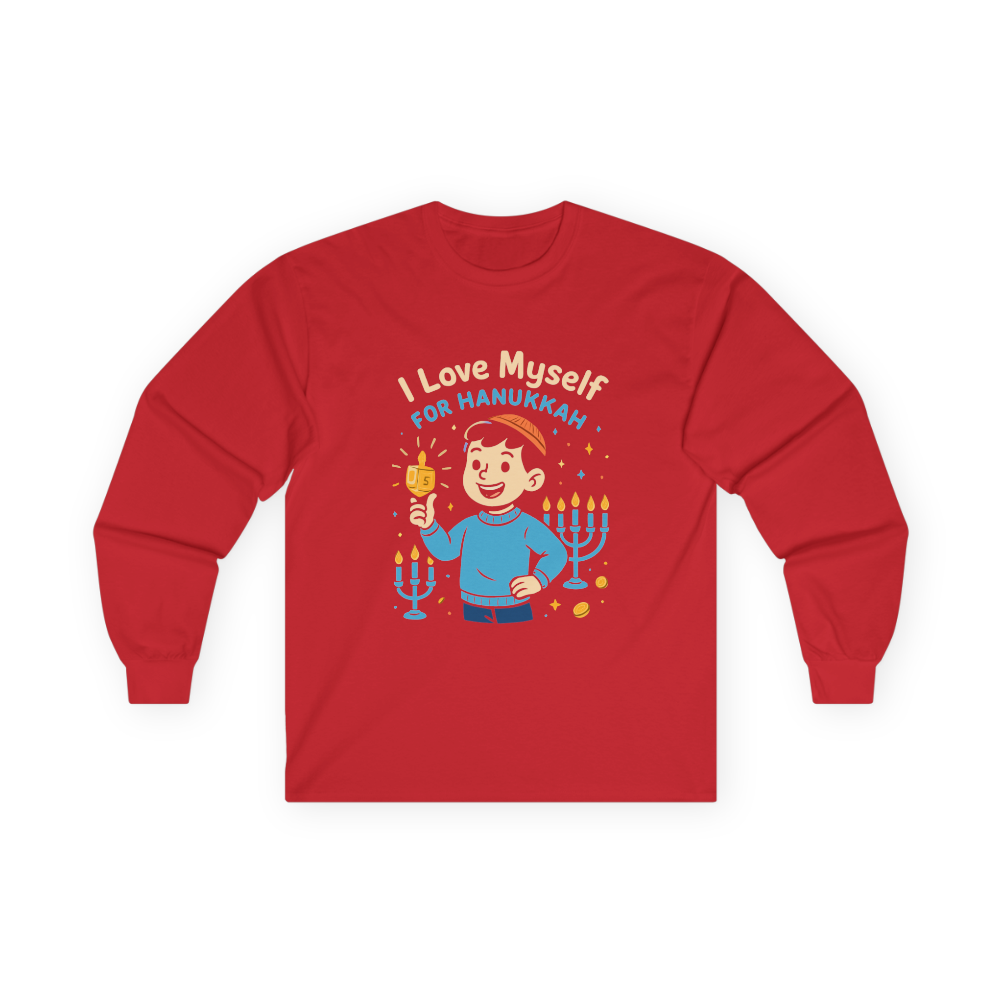 Adult I Love Myself For Hanukkah Long Sleeve Tee #11222025-5