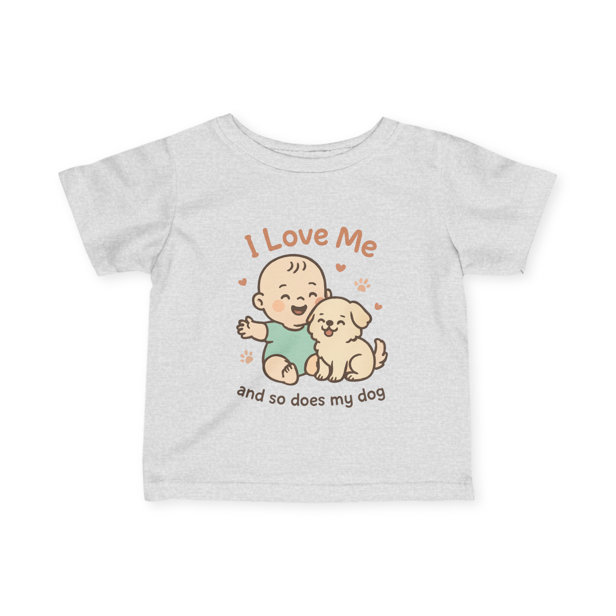 Infant I Love Me And So Does My Dog  Fine Jersey Tee #11282025-2