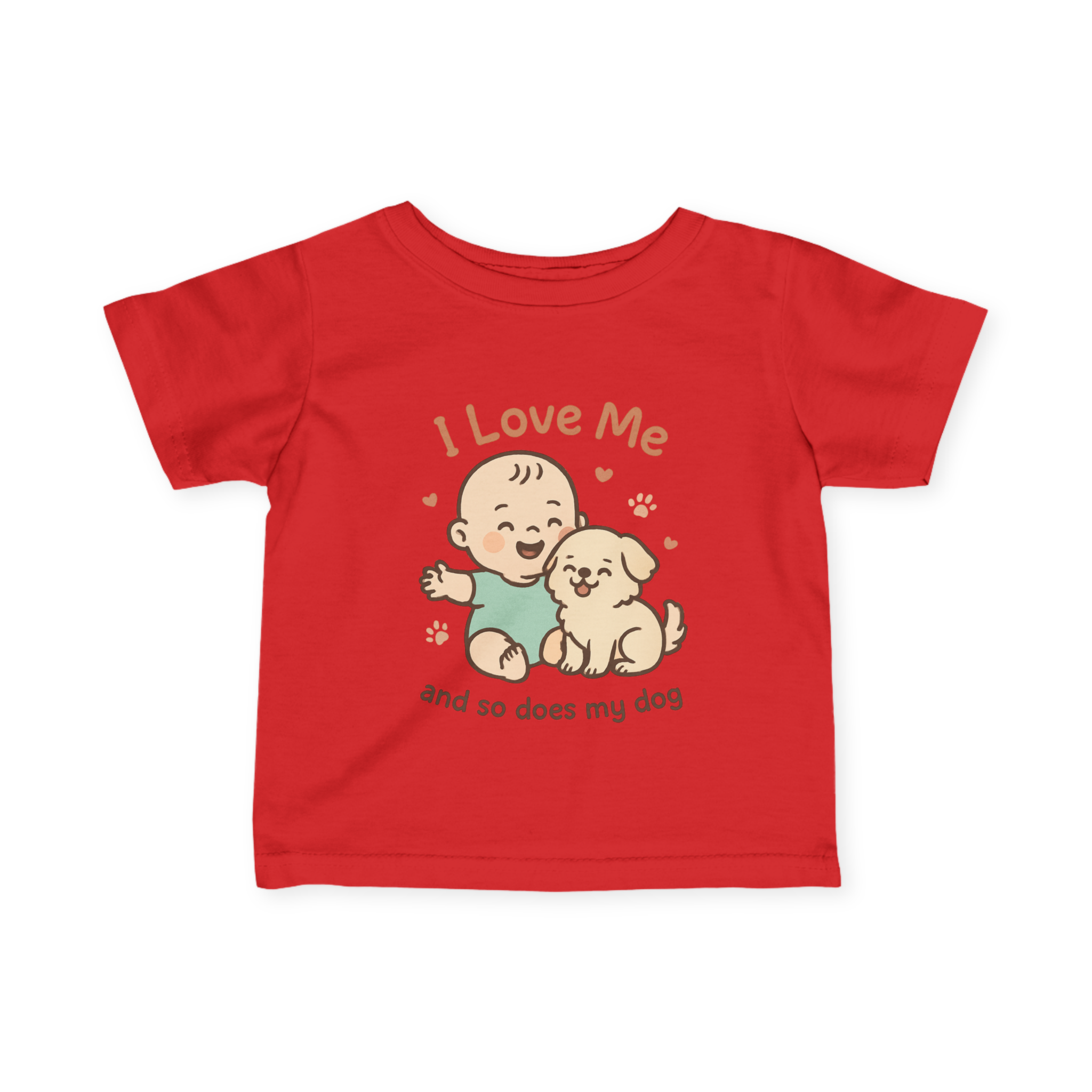 Infant I Love Me And So Does My Dog  Fine Jersey Tee #11282025-2