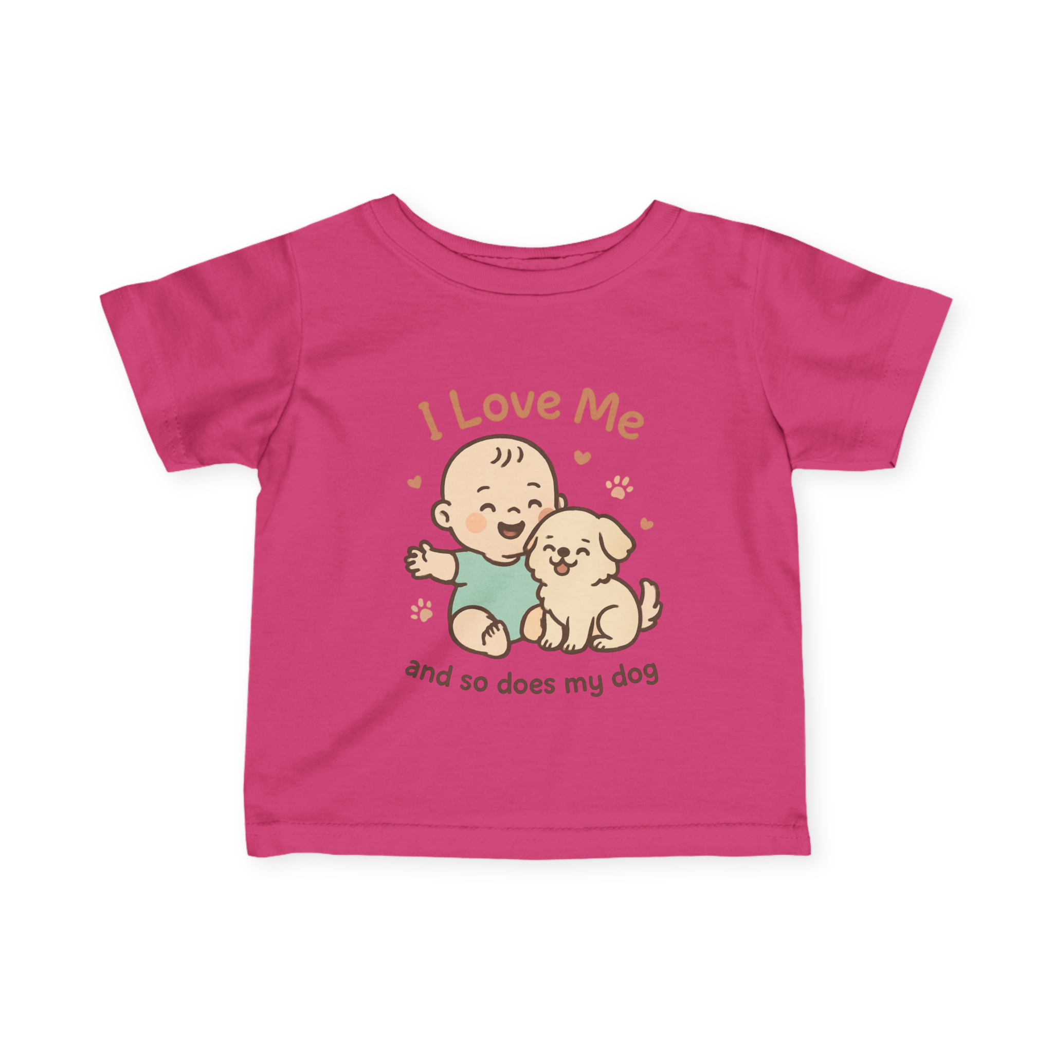 Infant I Love Me And So Does My Dog  Fine Jersey Tee #11282025-2