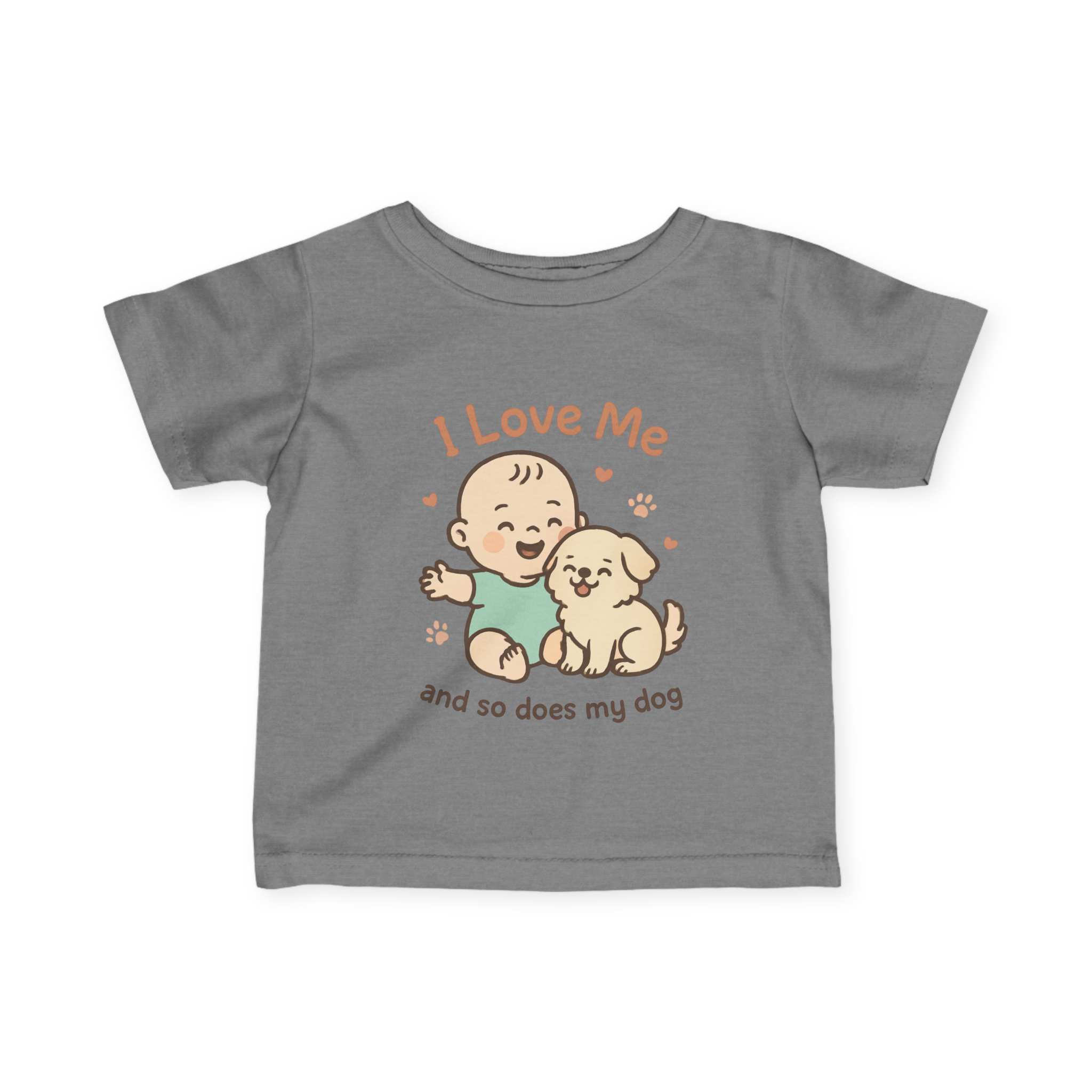 Infant I Love Me And So Does My Dog  Fine Jersey Tee #11282025-2