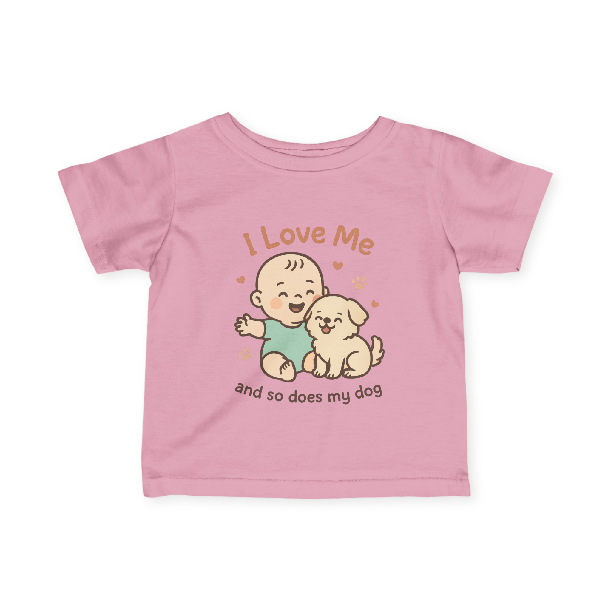Infant I Love Me And So Does My Dog  Fine Jersey Tee #11282025-2