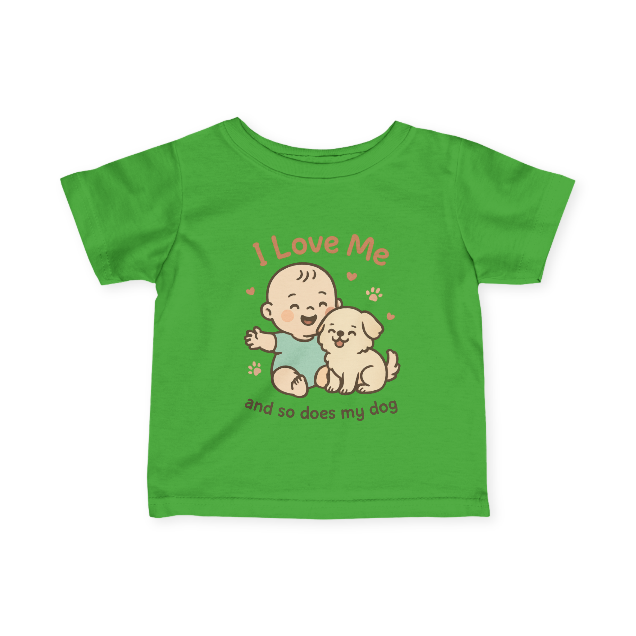 Infant I Love Me And So Does My Dog  Fine Jersey Tee #11282025-2