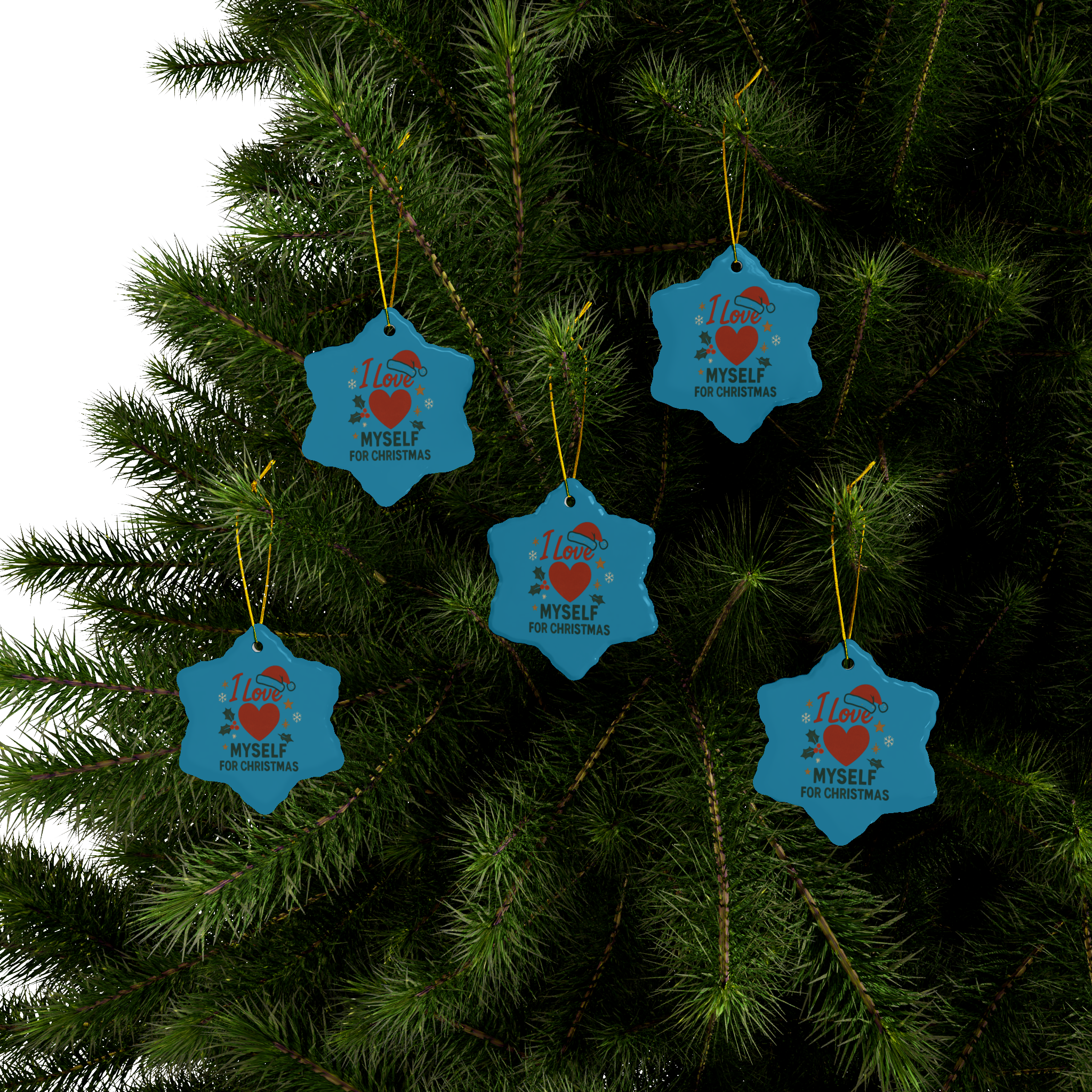 Turquoise I Love Myself for Christmas Double-Sided Ceramic Ornament #11212025-2