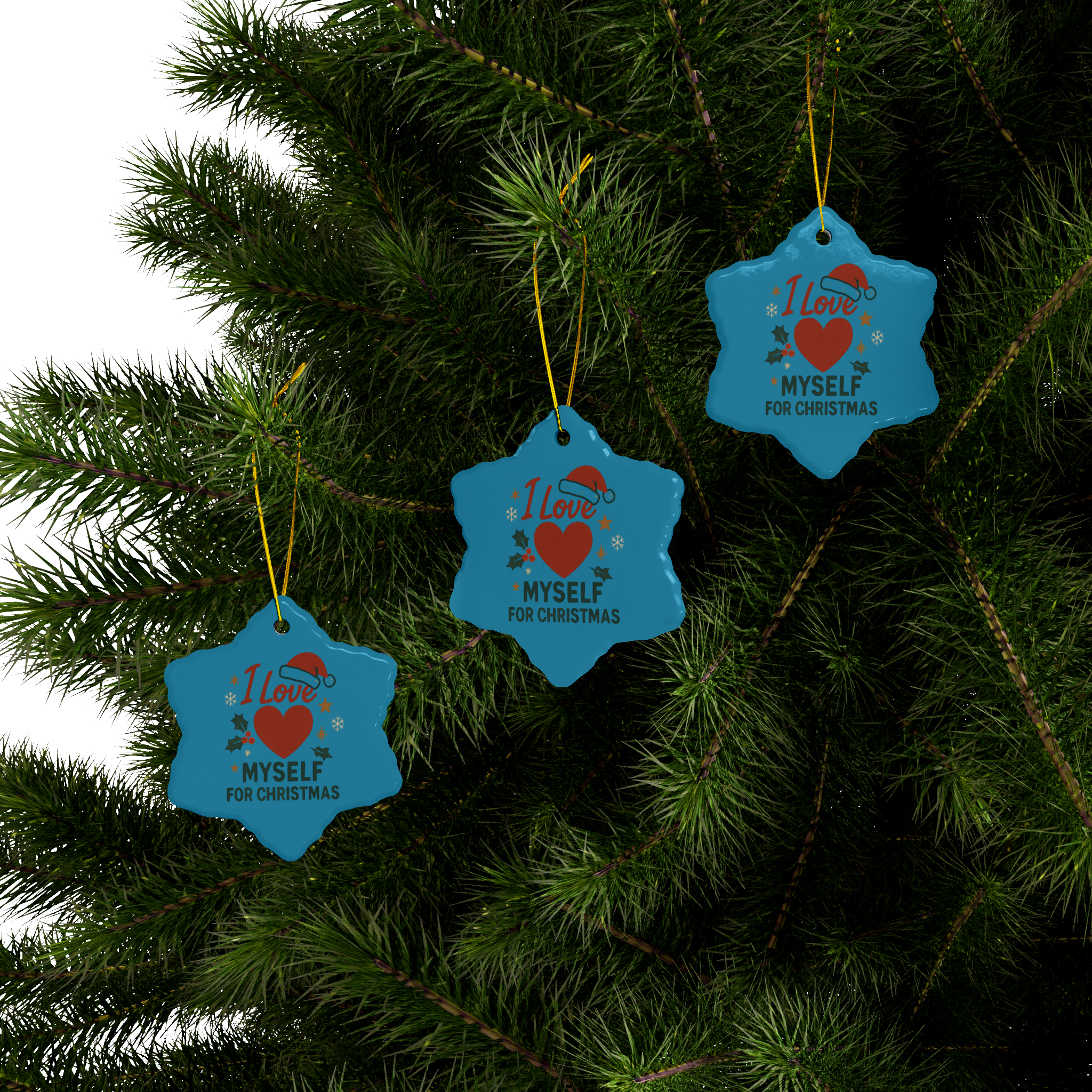 Turquoise I Love Myself for Christmas Double-Sided Ceramic Ornament #11212025-2