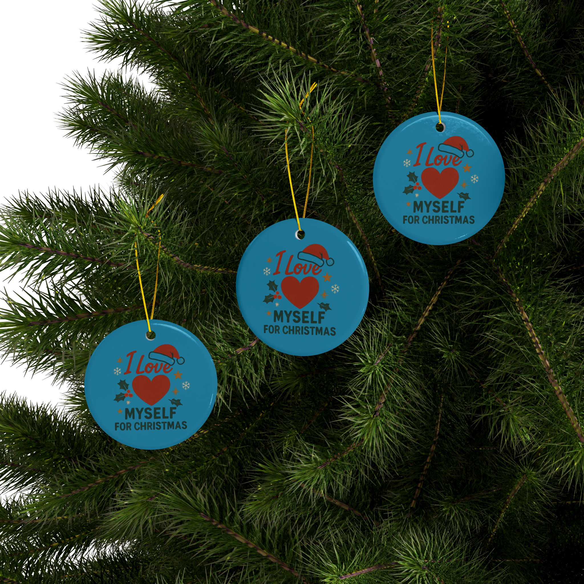 Turquoise I Love Myself for Christmas Double-Sided Ceramic Ornament #11212025-2