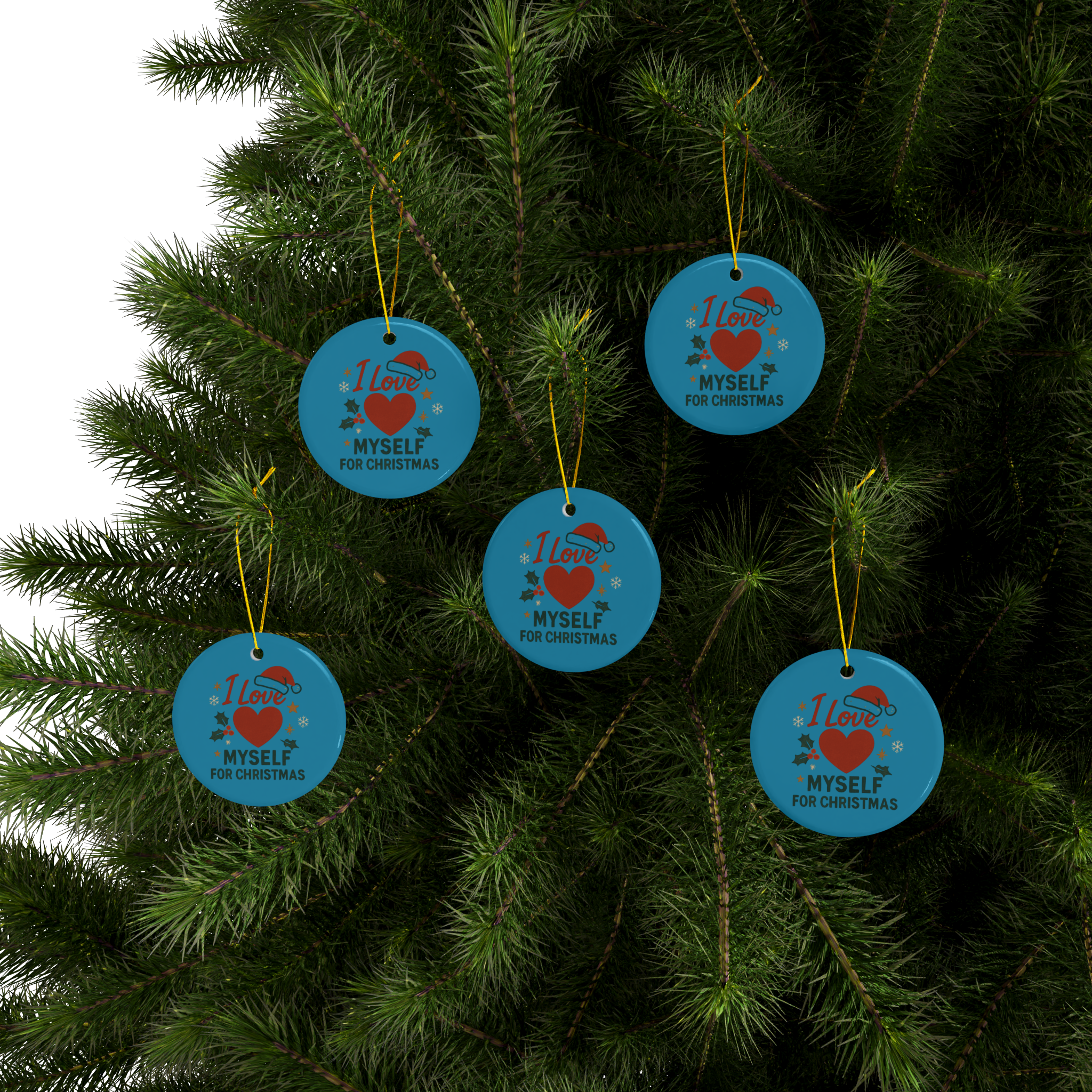 Turquoise I Love Myself for Christmas Double-Sided Ceramic Ornament #11212025-2