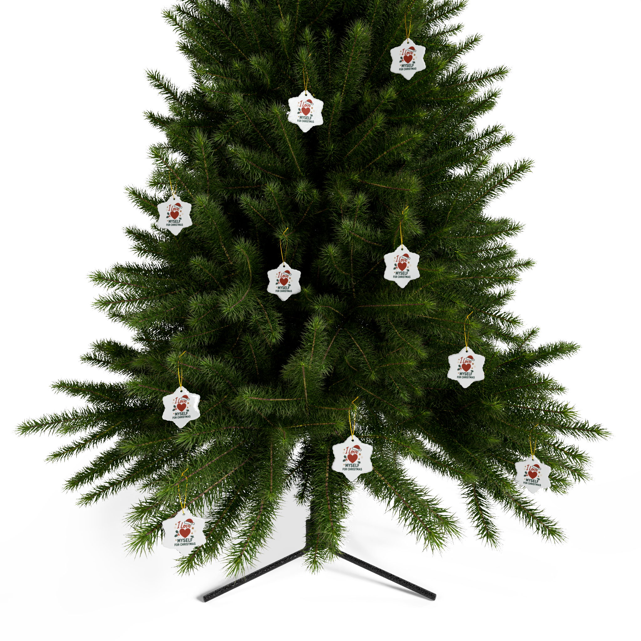 White I Love Myself for Christmas Double-Sided Ceramic Ornament #11212025-2