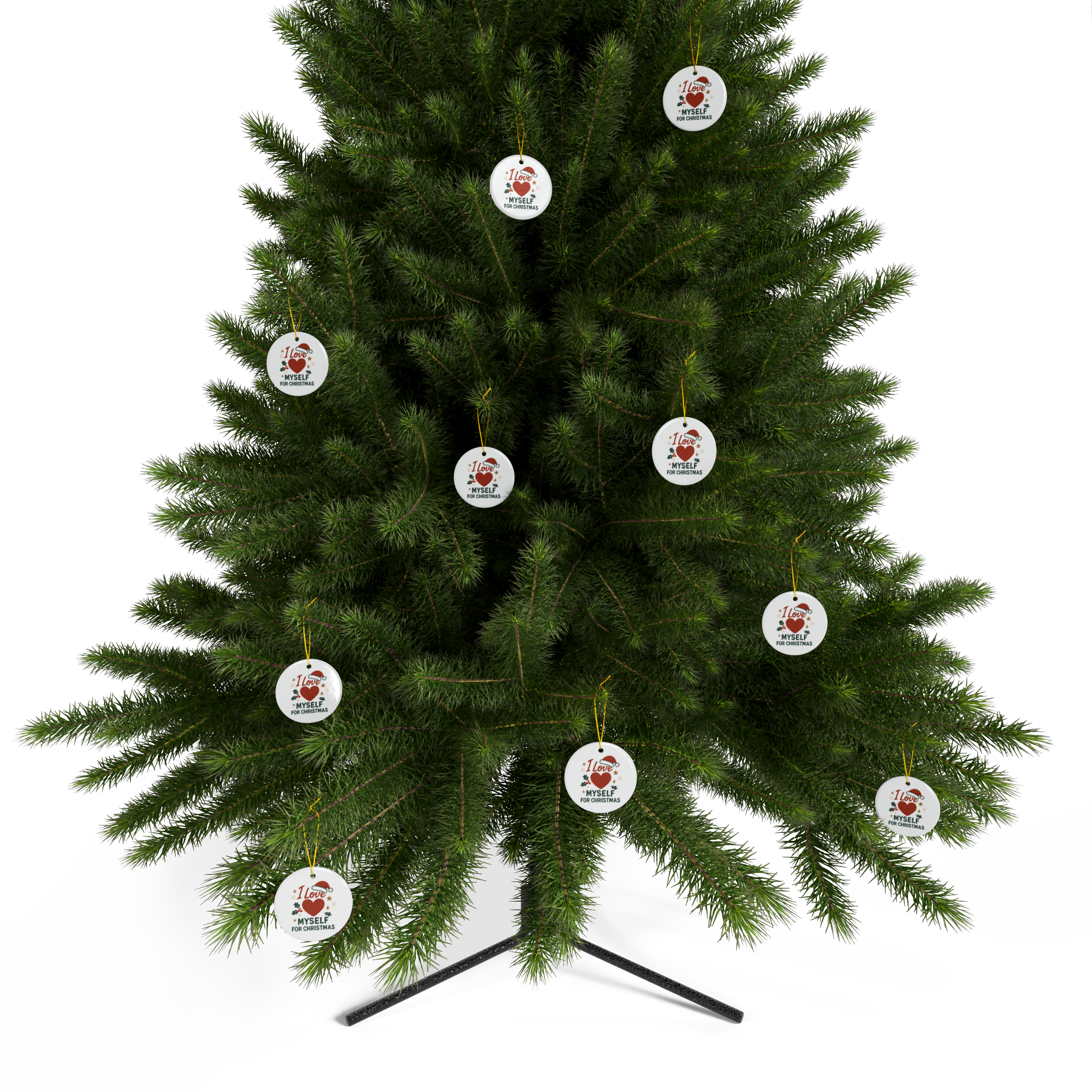 White I Love Myself for Christmas Double-Sided Ceramic Ornament #11212025-2