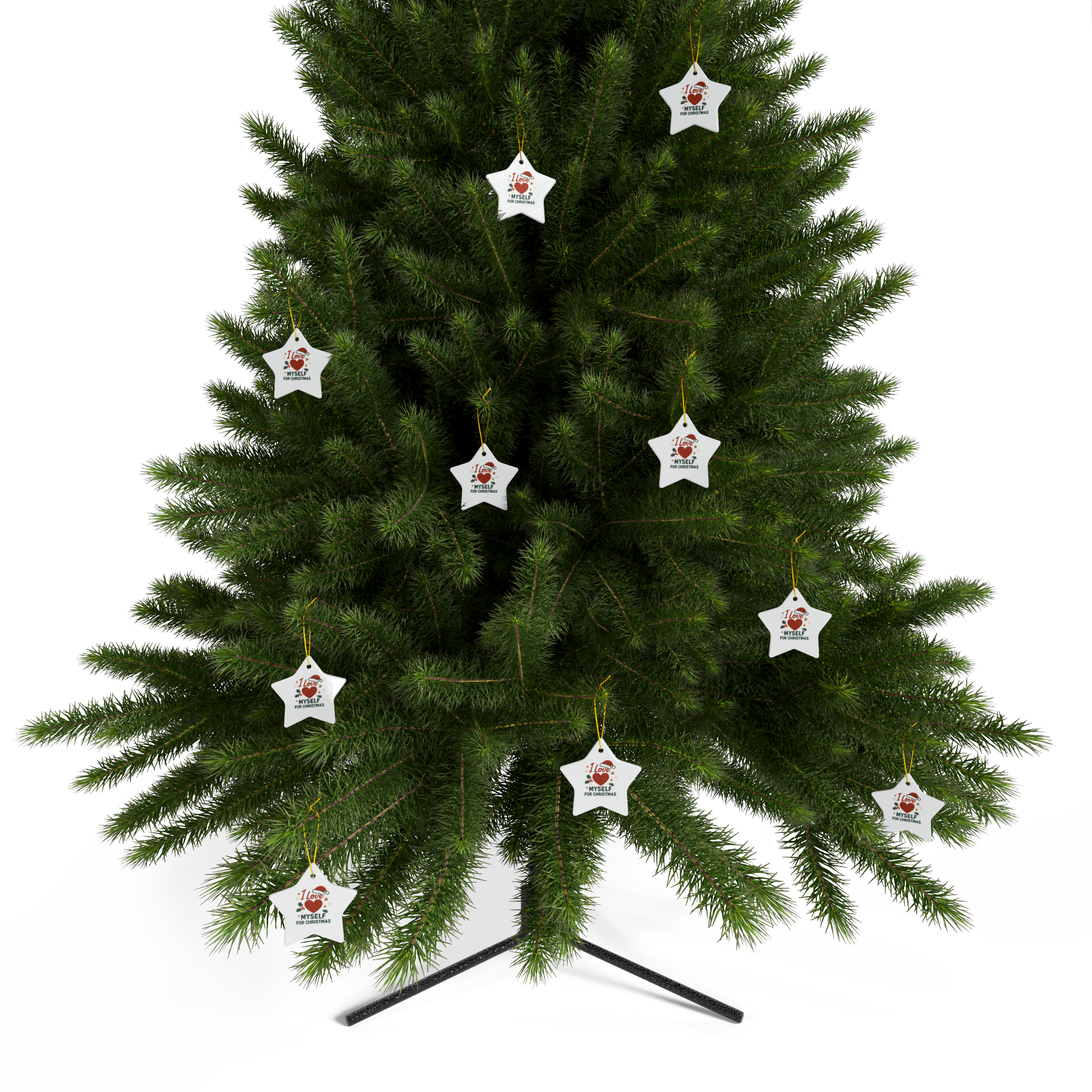 White I Love Myself for Christmas Double-Sided Ceramic Ornament #11212025-2