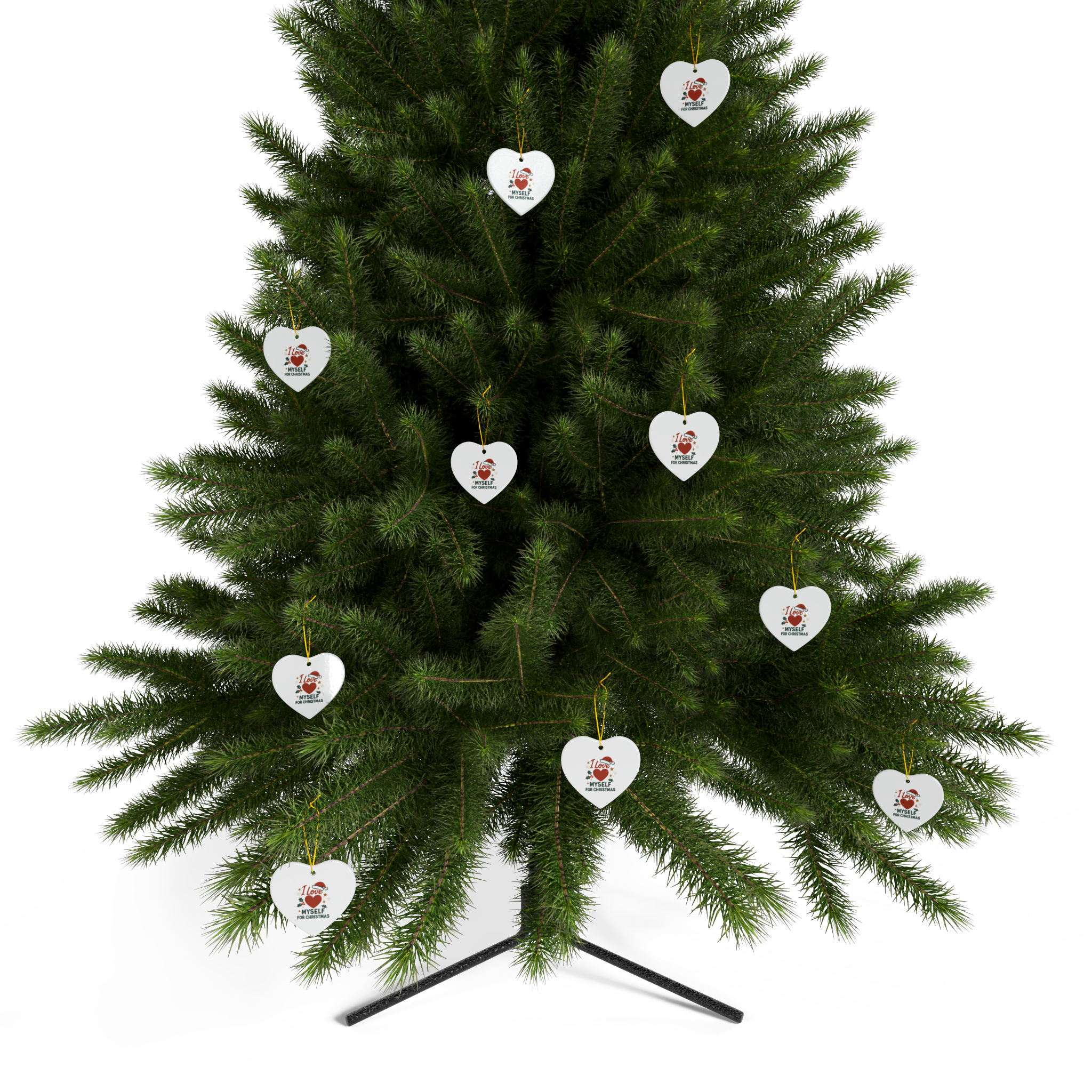 White I Love Myself for Christmas Double-Sided Ceramic Ornament #11212025-2