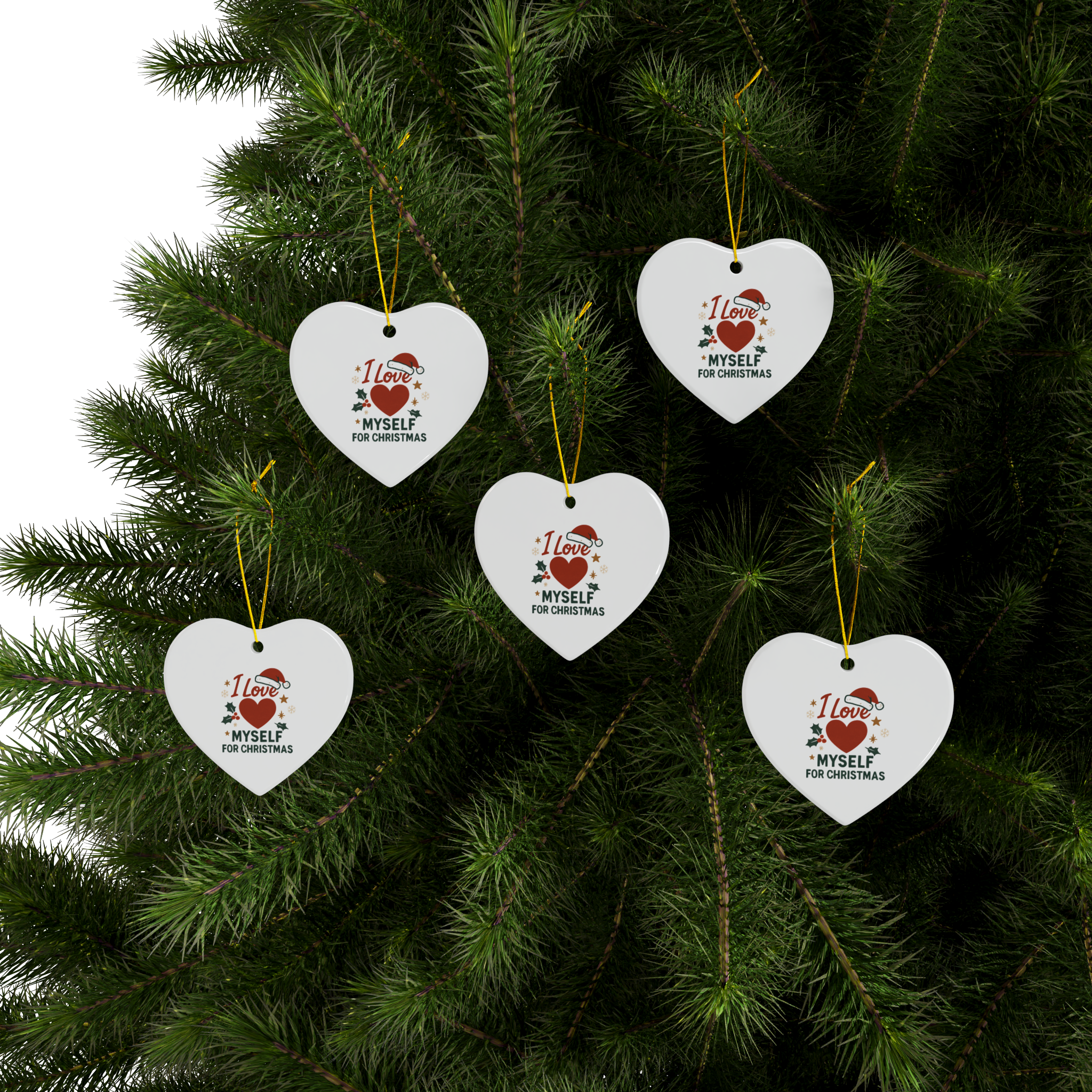 White I Love Myself for Christmas Double-Sided Ceramic Ornament #11212025-2