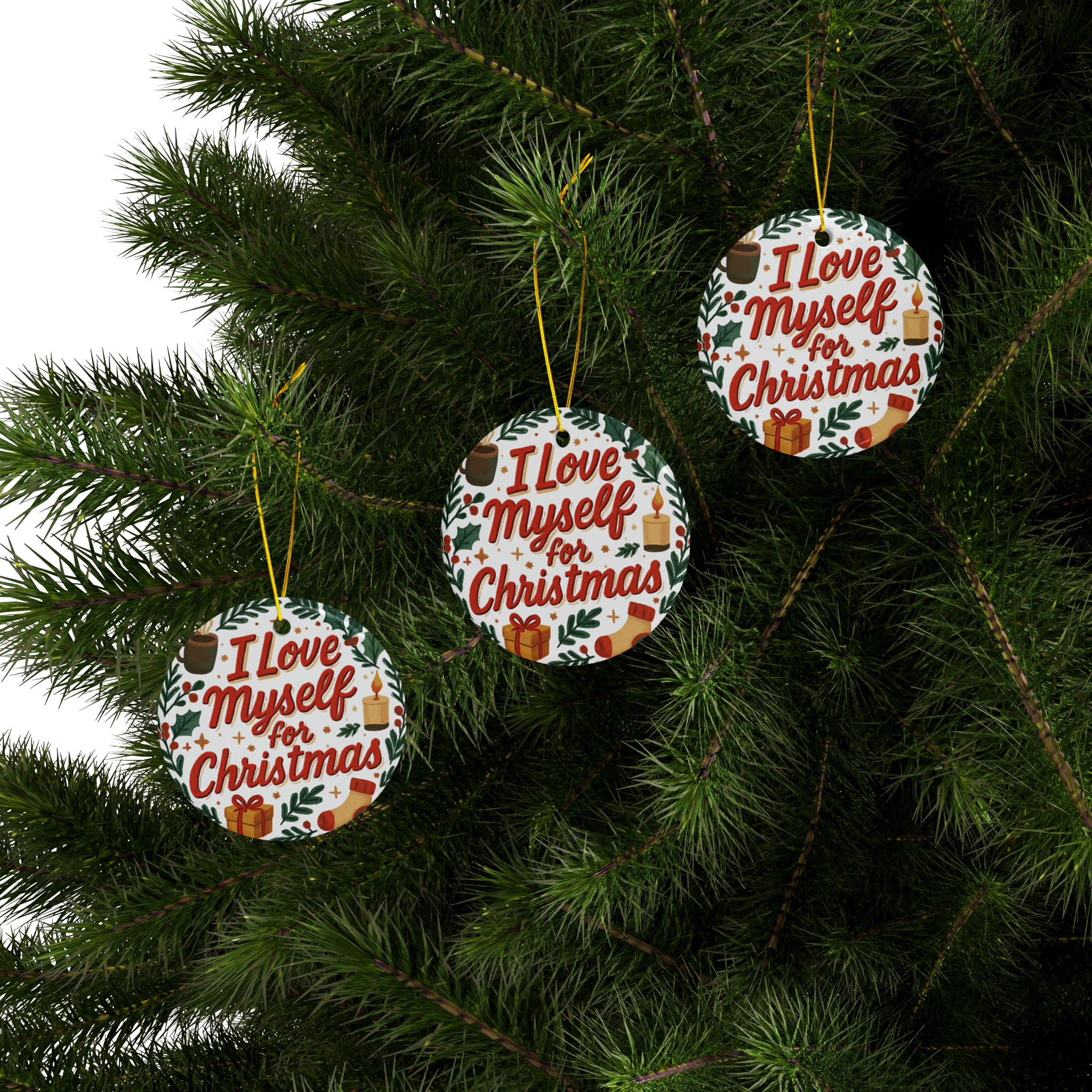 I Love Myself for Christmas Double-Sided Ceramic Ornament #11202025-1